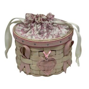 Longaberger Horizon of Hope Basket Tie-On | Floral Liner & Heart Charm 2006 READ